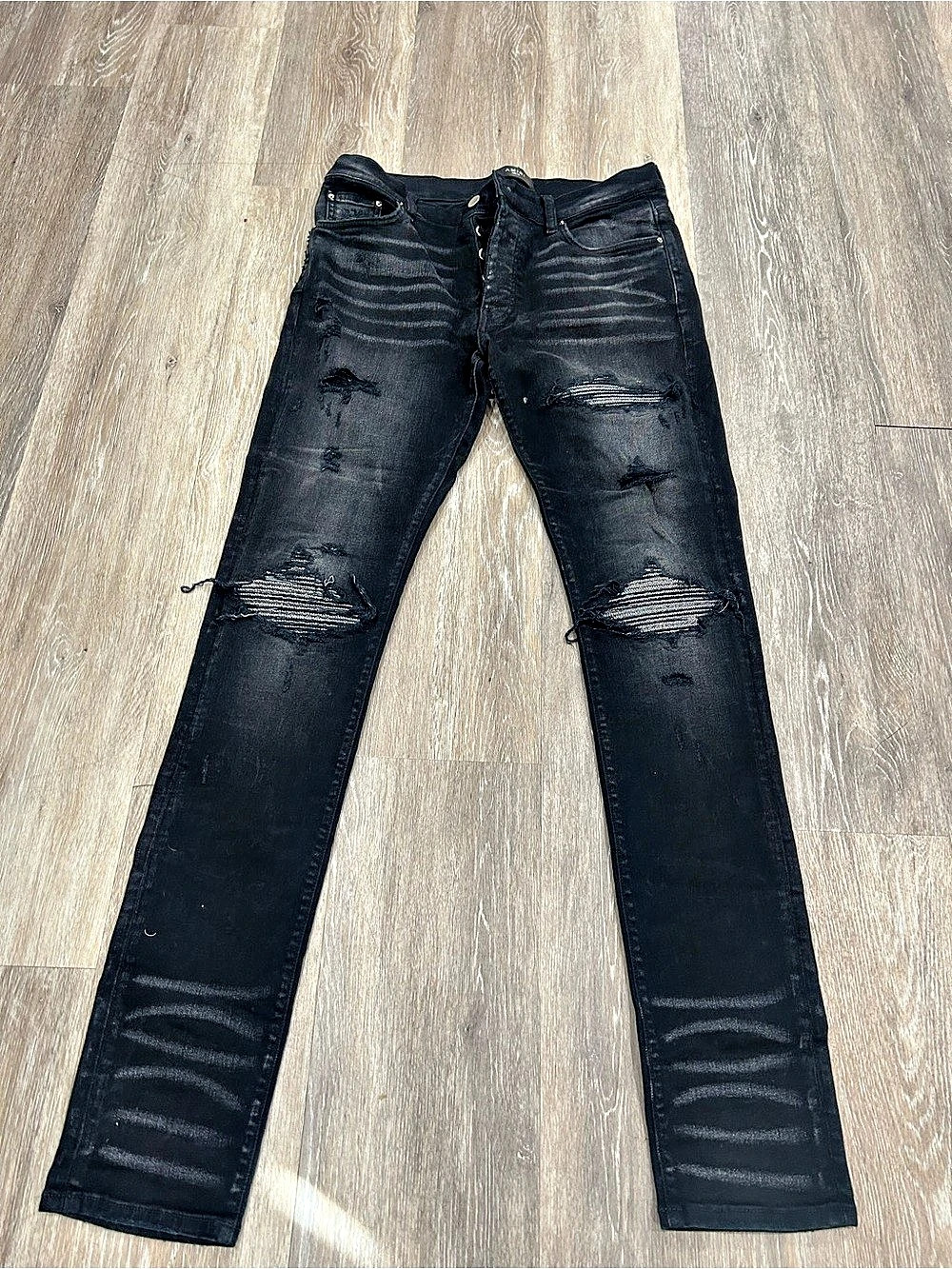 AMIRI MX1 Jeans Distressed Skinny Jeans in Black  32X34